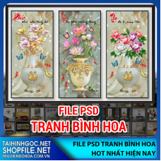 File psd tranh Bình hoa 2023